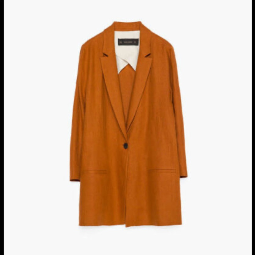 Zara Orange Blazer Tailored Sophistication